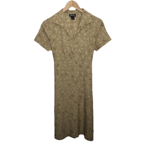 New York & Company Vtg Floral Collared Button Tie Back Midi Dress Women’s 8 M - Picture 1 of 4